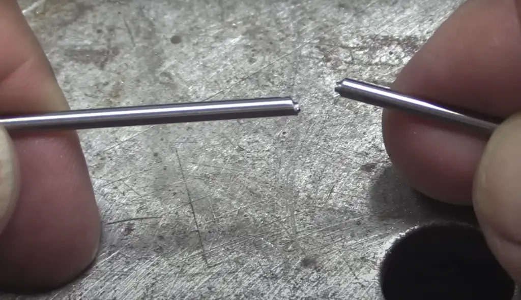 Step 2: Tungsten electrode sharpening (beveling and grinding)